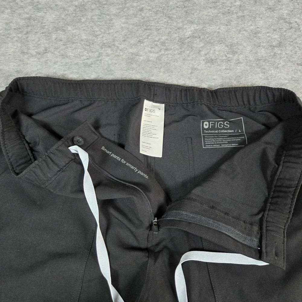 FIGS Mens Black Cairo Cargo Technical Collection Scrub Pants Large